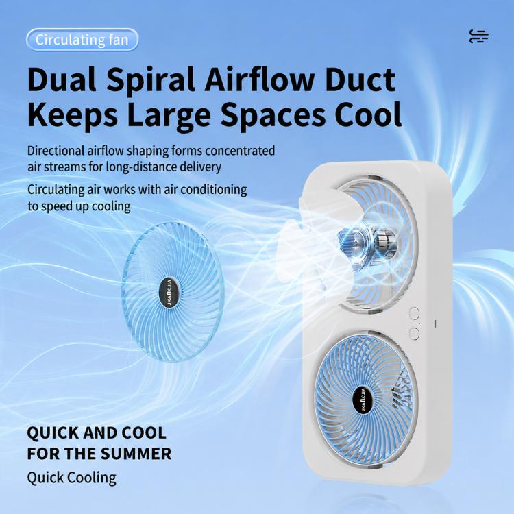Ventilatore da tavolo doppia testa F8 con ricarica Type-C