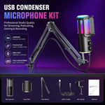 Microfono USB ONIKUMA M530 RGB con braccio per gaming e streaming - immagine 4