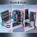 Microfono USB ONIKUMA M530 RGB con braccio per gaming e streaming - immagine 8