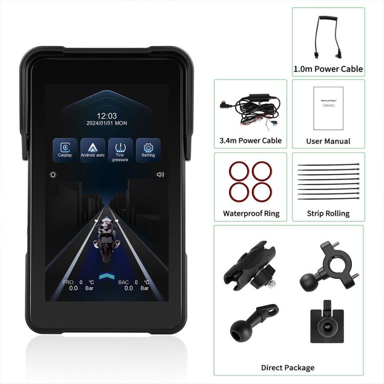 Navigatore GPS impermeabile 5 pollici per moto con CarPlay