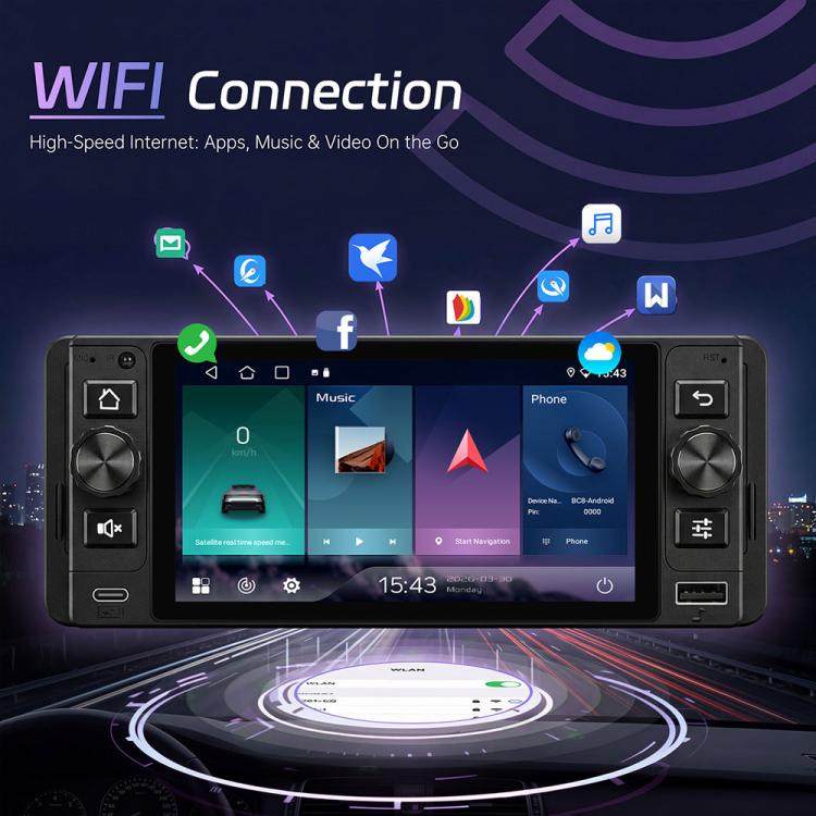 Console centrale auto 5 pollici Android 15 con CarPlay wireless