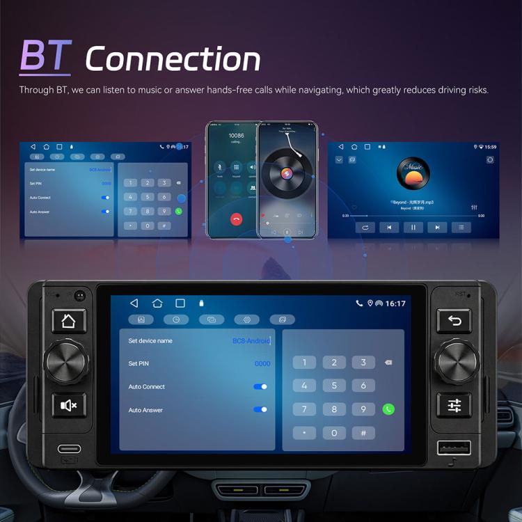 Console centrale auto 5 pollici Android 15 con CarPlay wireless