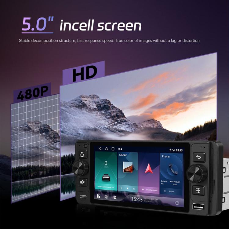 Console centrale auto 5 pollici Android 15 con CarPlay wireless