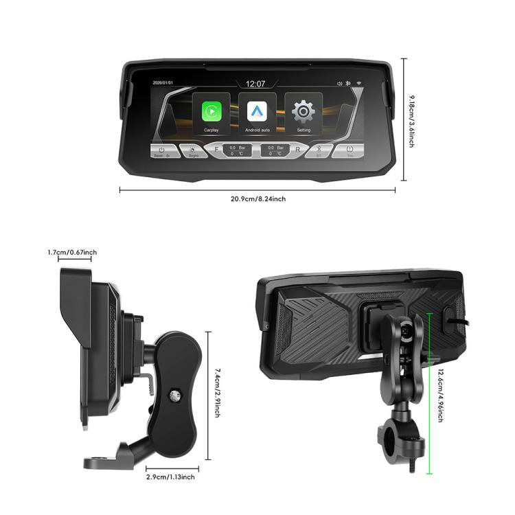 Schermo navigazione wireless 6,86" per moto con sensore pressione