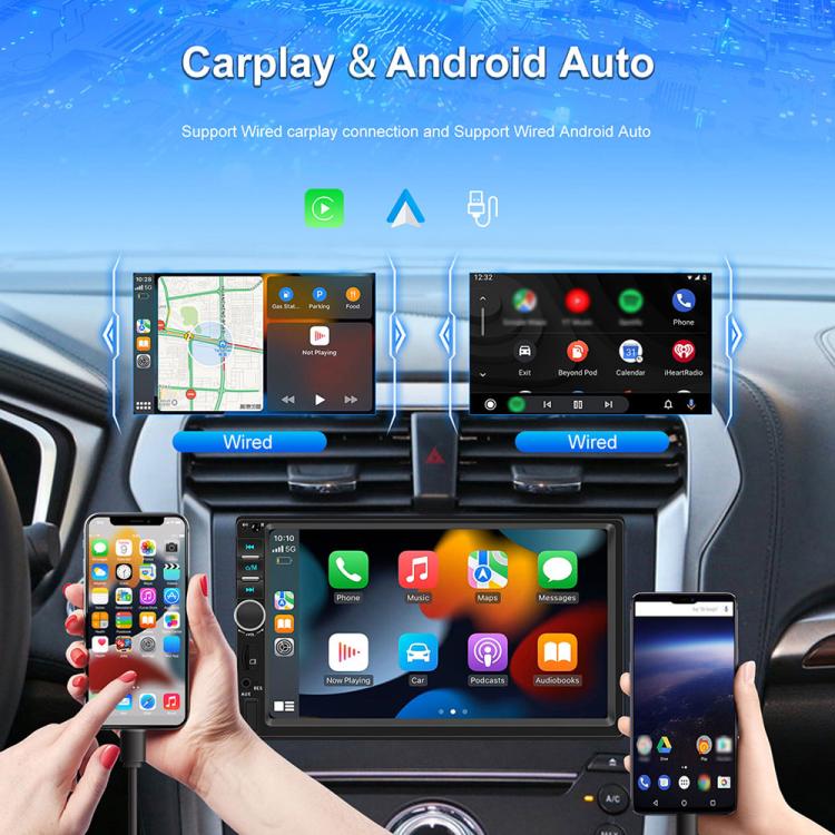 Lettore MP5 wireless touch HD 7" per auto con CarPlay