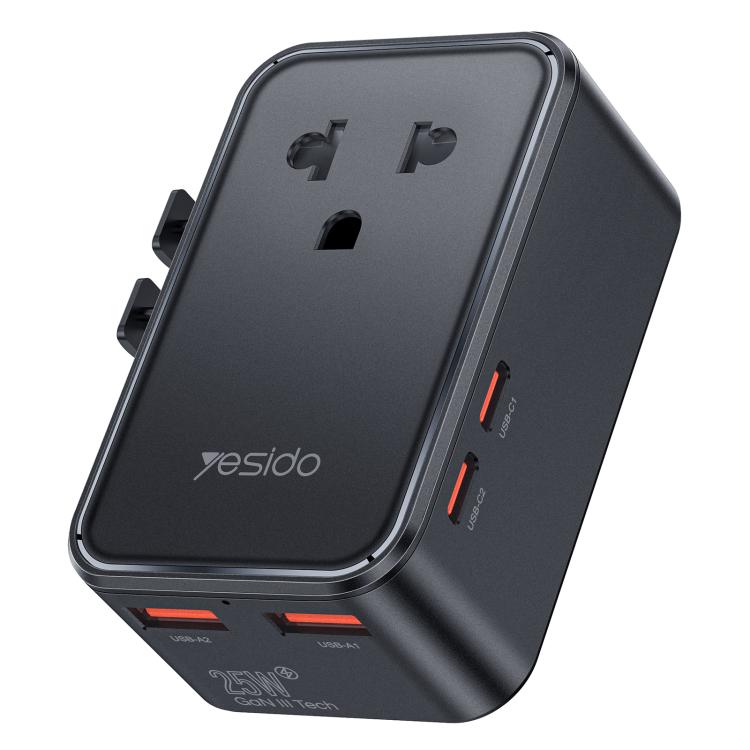 Adattatore da viaggio universale Yesido MC47 GaN 25 W, 4 porte