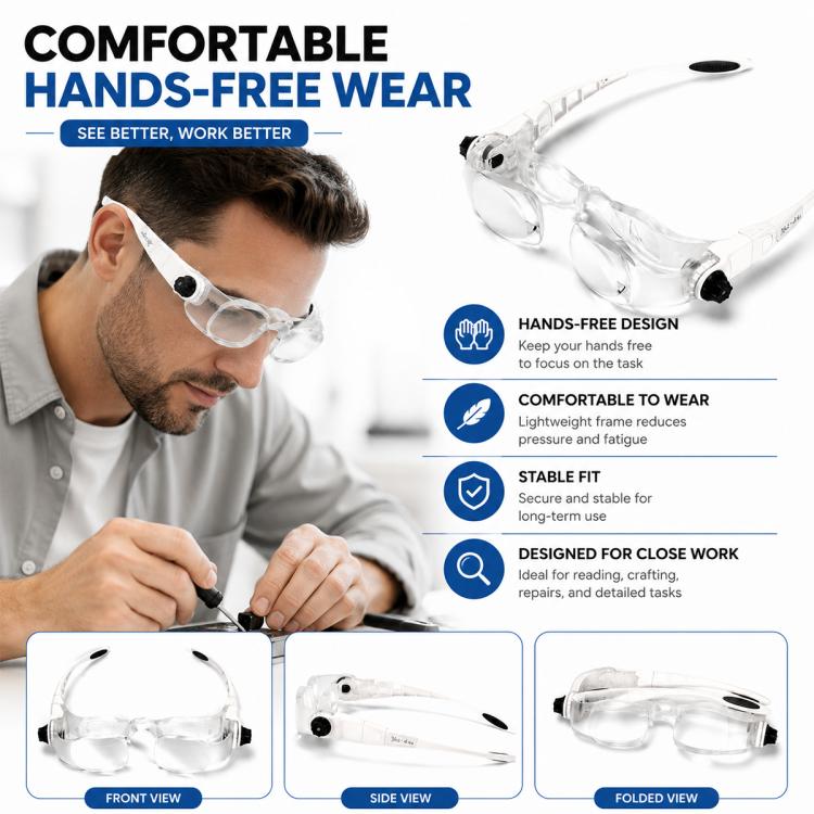 Occhiali pieghevoli con lente d’ingrandimento regolabile 2–4x - immagine 4