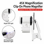 Lente d’ingrandimento portatile 45x con LED e luce UV - immagine 2