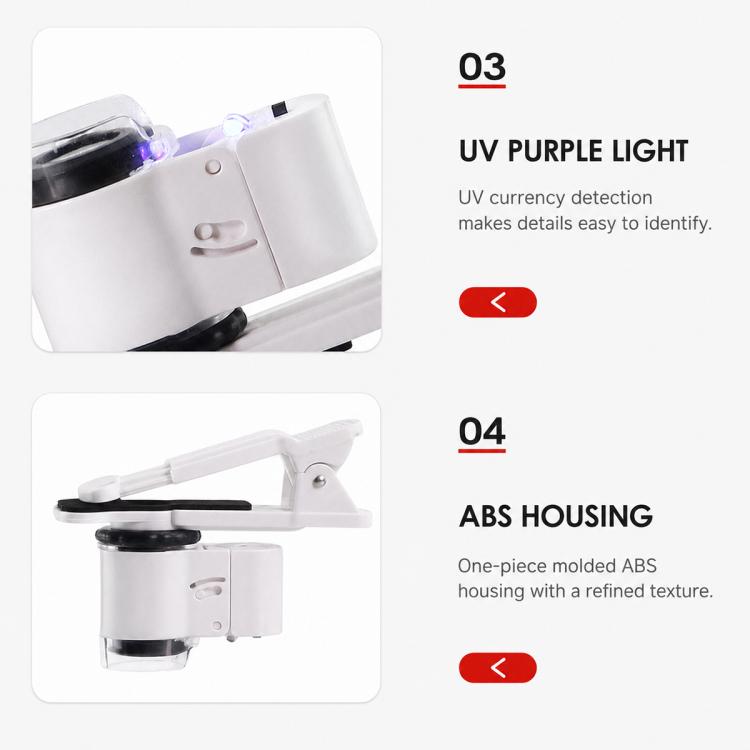 Lente d’ingrandimento portatile 45x con LED e luce UV - immagine 4