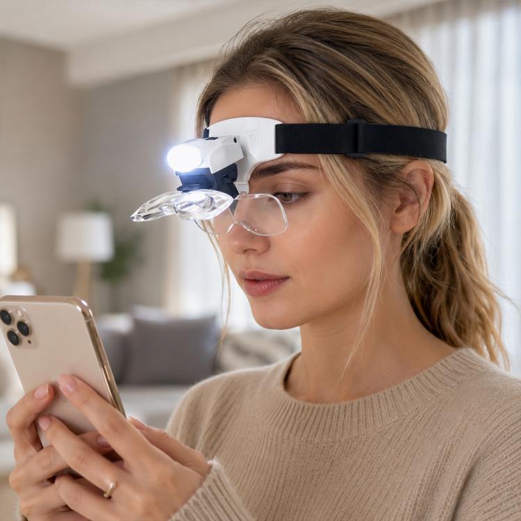 Lente d’ingrandimento da testa con LED e 5 lenti intercambiabili
