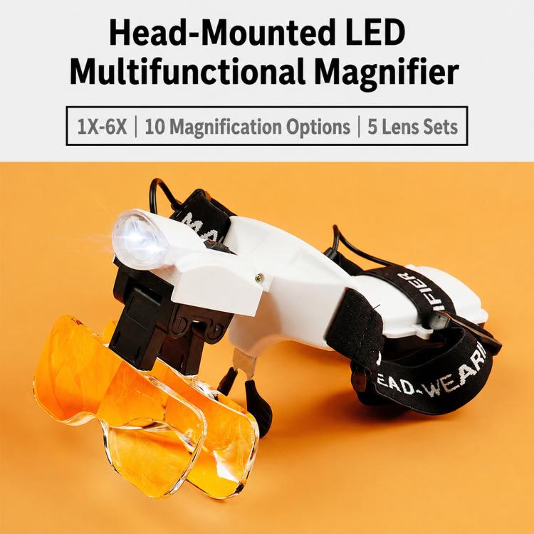 Lente d’ingrandimento da testa con LED e 5 lenti intercambiabili - immagine 3