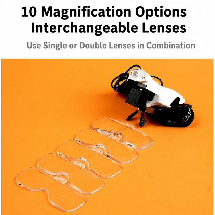 Lente d’ingrandimento da testa con LED e 5 lenti intercambiabili - immagine 4