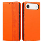 Custodia in ecopelle con motivo a meandro e protezione RFID per iPhone Air
