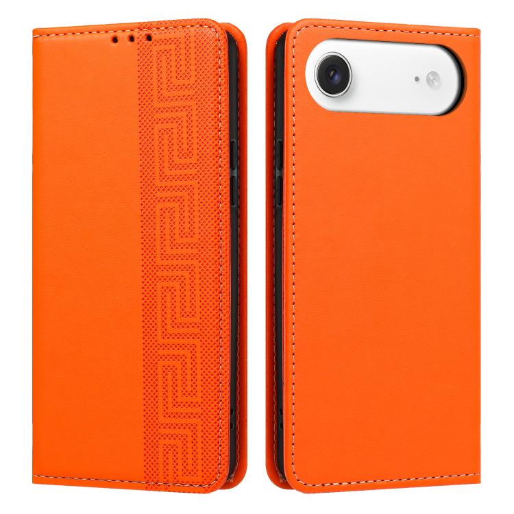 Custodia in ecopelle con motivo a meandro e protezione RFID per iPhone Air