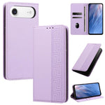 Custodia in ecopelle con motivo a meandro e protezione RFID per iPhone Air