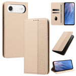 Custodia in ecopelle con motivo a meandro e protezione RFID per iPhone Air