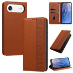 Custodia in ecopelle con motivo a meandro e protezione RFID per iPhone Air