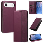 Custodia in ecopelle con motivo a meandro e protezione RFID per iPhone Air