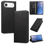 Custodia in ecopelle con motivo a meandro e protezione RFID per iPhone Air
