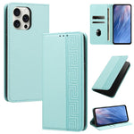 Custodia in ecopelle con motivo a meandro e protezione RFID per iPhone Air
