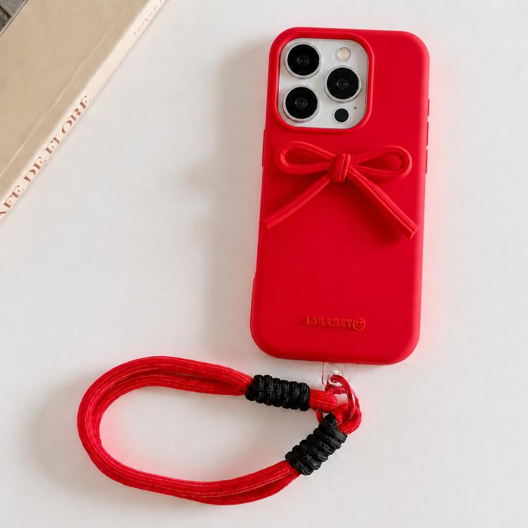 Custodia ibrida in TPU e PC con design bombato e cordino per iPhone 16 Pro Max