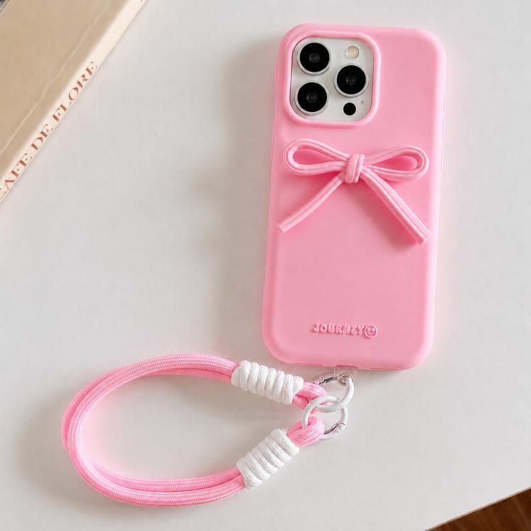 Custodia ibrida in TPU e PC con design bombato e cordino per iPhone 16 Pro Max