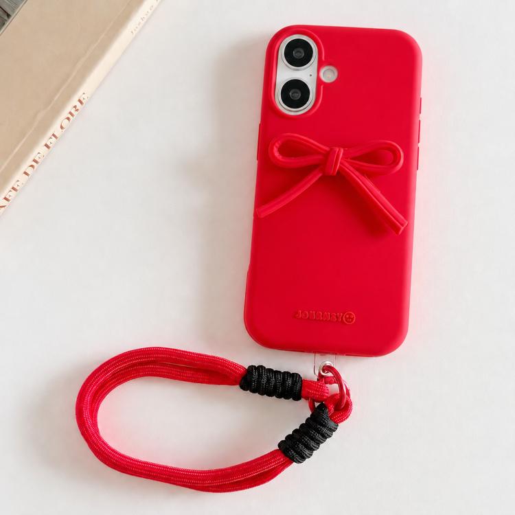 Custodia ibrida in TPU e PC con design bombato e cordino per iPhone 16 Pro Max