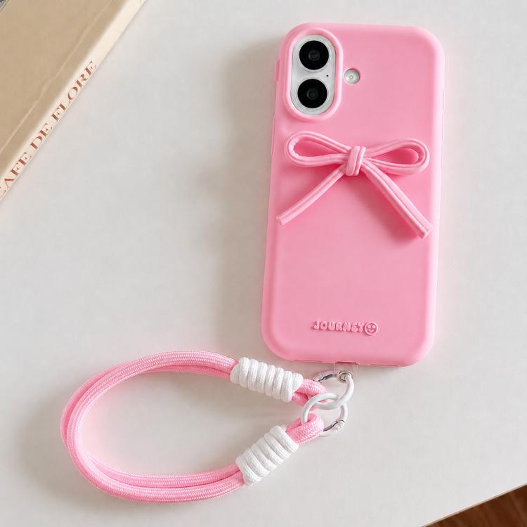 Custodia ibrida in TPU e PC con design bombato e cordino per iPhone 16 Pro Max