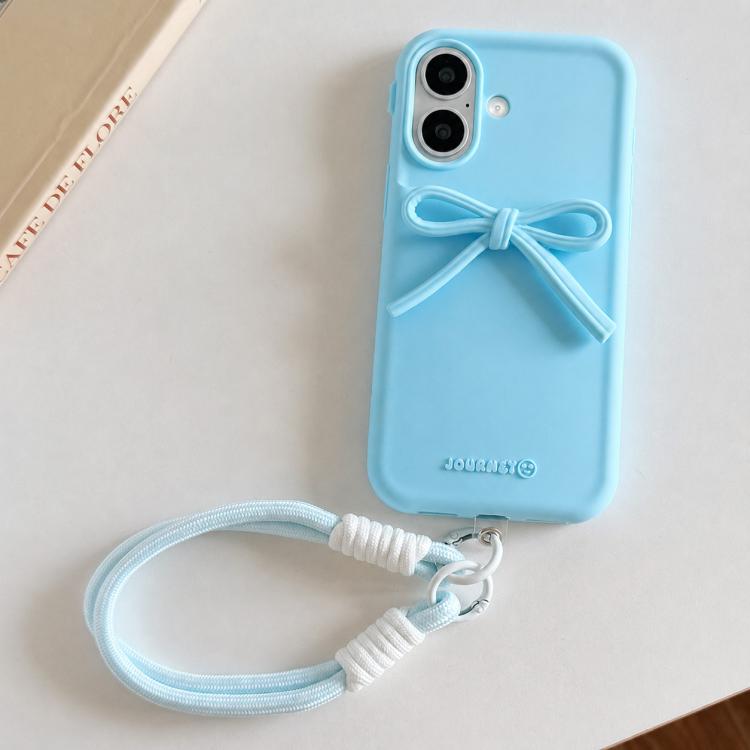 Custodia ibrida in TPU e PC con design bombato e cordino per iPhone 16 Pro Max