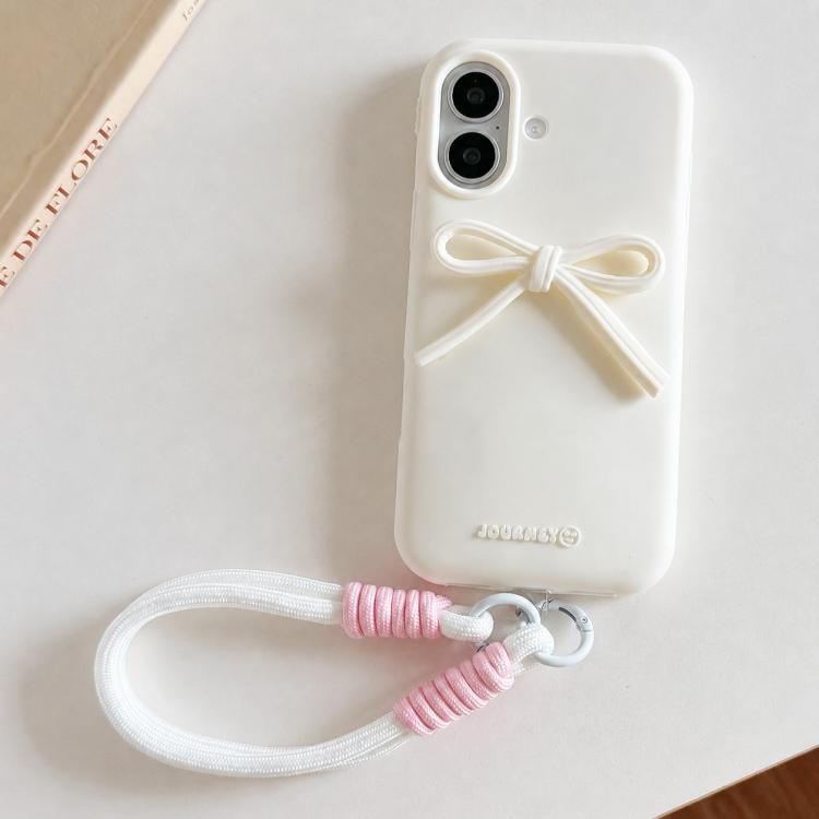Custodia ibrida in TPU e PC con design bombato e cordino per iPhone 16 Pro Max