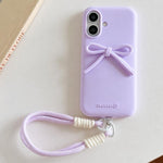 Custodia ibrida in TPU e PC con design bombato e cordino per iPhone 16 Pro Max