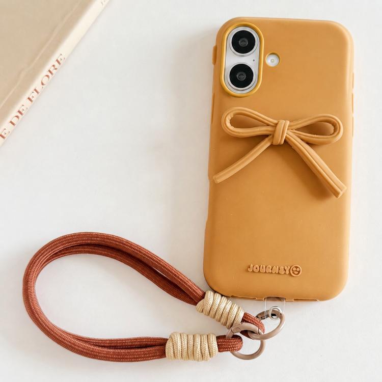 Custodia ibrida in TPU e PC con design bombato e cordino per iPhone 16 Pro Max