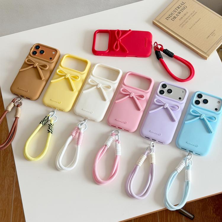 Custodia ibrida in TPU e PC con design bombato e cordino per iPhone 16 Pro Max