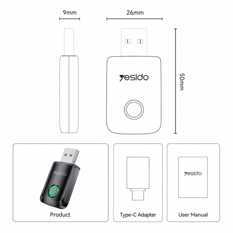 Yesido KM32 adattatore wireless CarPlay e Android Auto