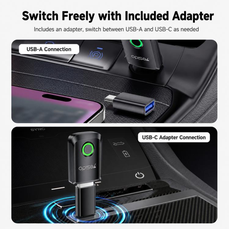Yesido KM32 adattatore wireless CarPlay e Android Auto