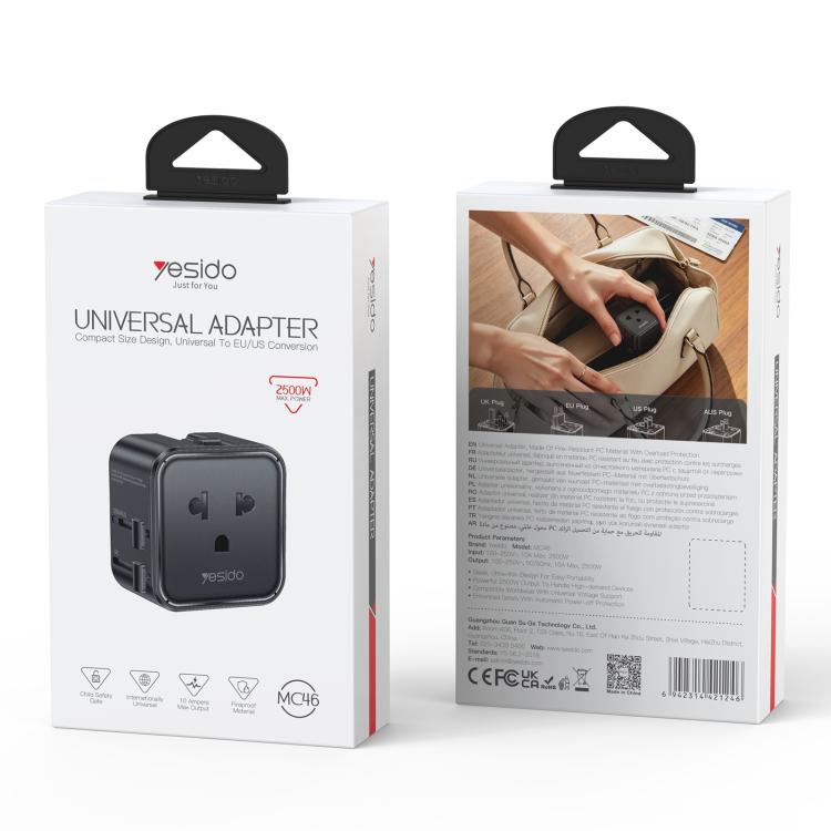 Adattatore da viaggio universale Yesido MC46, 2500 W - immagine 14