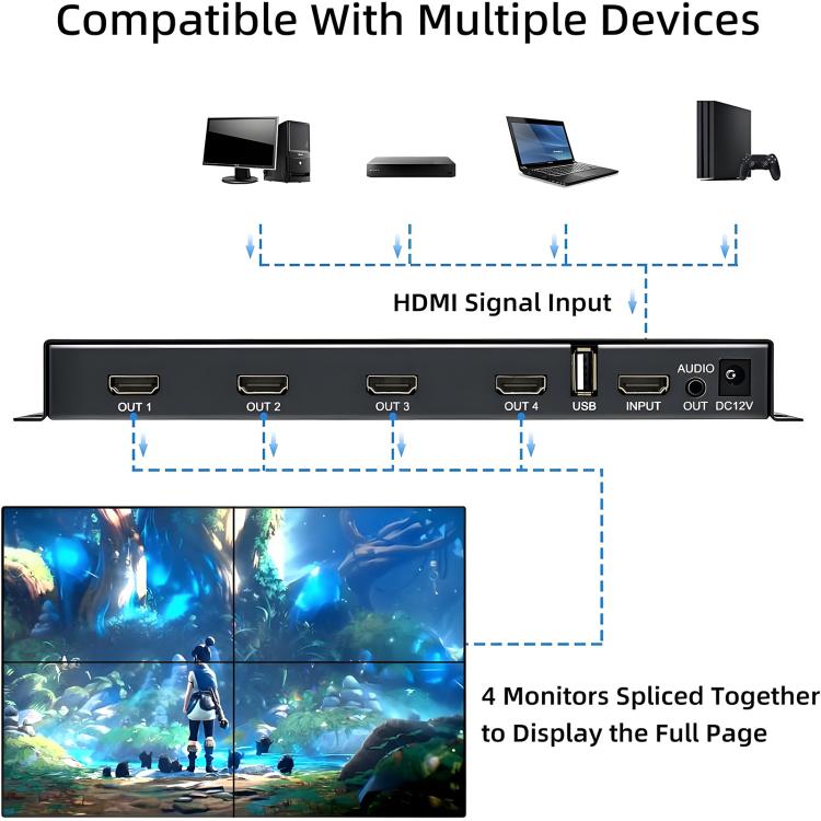 Adattatore video HDMI 2 ingressi 2 uscite con USB