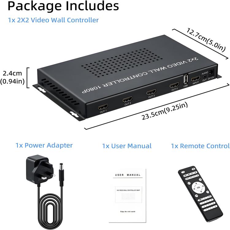 Adattatore video HDMI 2 ingressi 2 uscite con USB