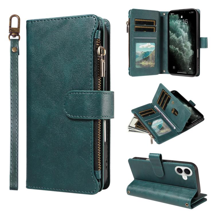 Custodia similpelle con 9 scomparti per carte per iPhone 16e-18 Pro Max