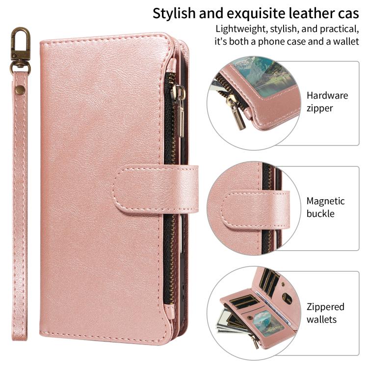 Custodia similpelle con 9 scomparti per carte per iPhone 16e-18 Pro Max