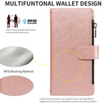 Custodia similpelle con 9 scomparti per carte per iPhone 16e-18 Pro Max