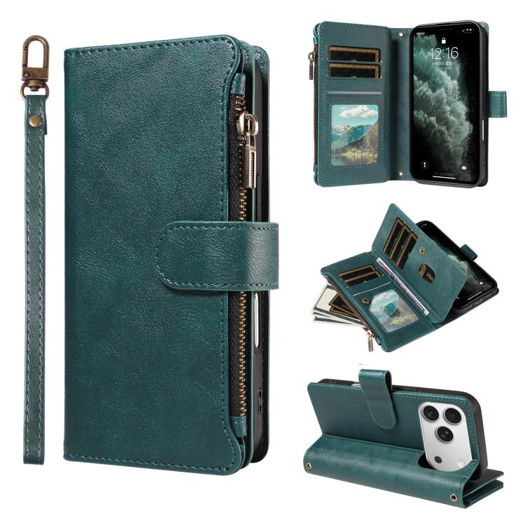 Custodia similpelle con 9 scomparti per carte per iPhone 16e-18 Pro Max