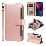 Custodia similpelle con 9 scomparti per carte per iPhone 16e-18 Pro Max