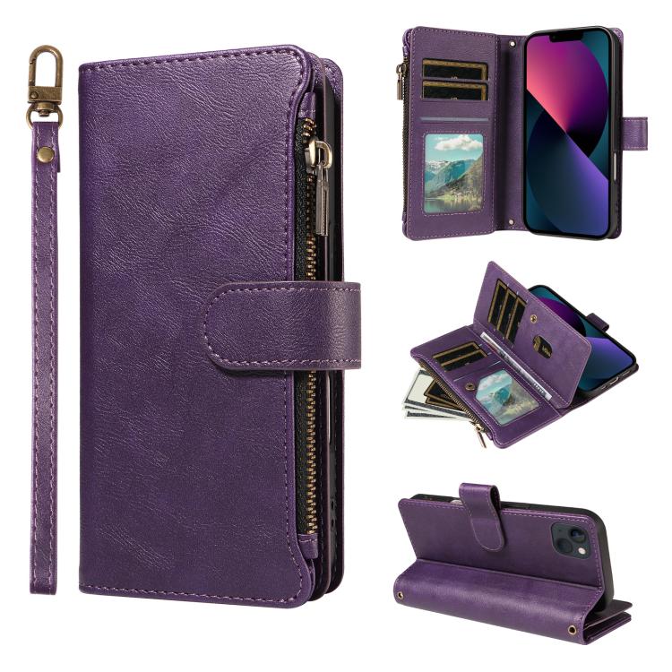 Custodia similpelle con 9 scomparti per carte per iPhone 16e-18 Pro Max