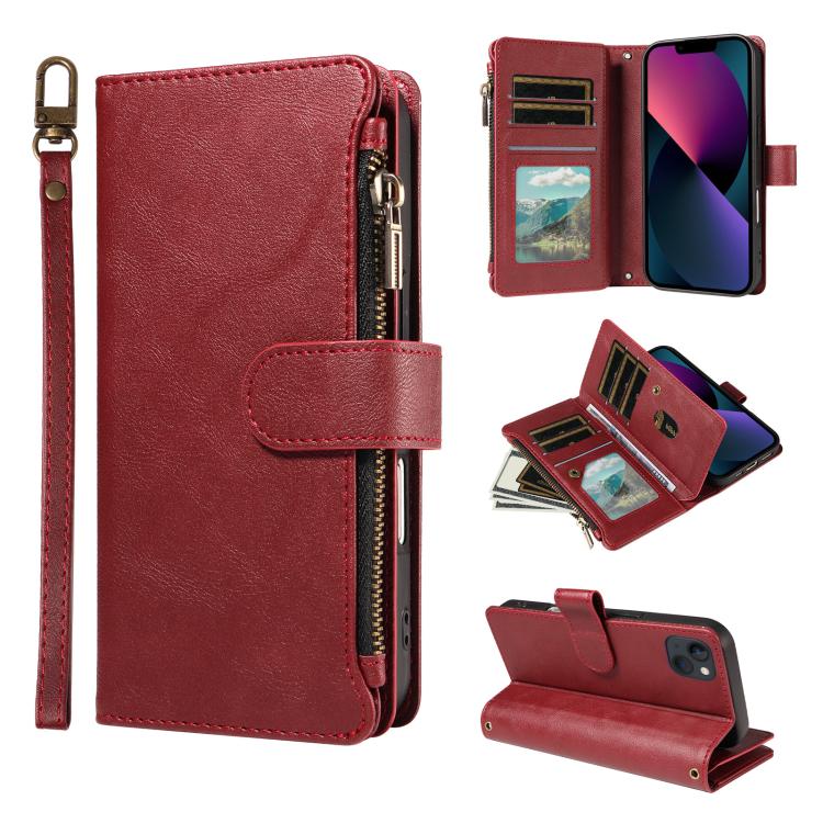 Custodia similpelle con 9 scomparti per carte per iPhone 16e-18 Pro Max