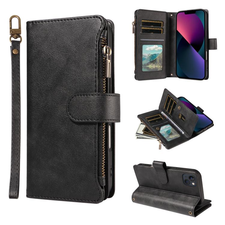 Custodia similpelle con 9 scomparti per carte per iPhone 16e-18 Pro Max