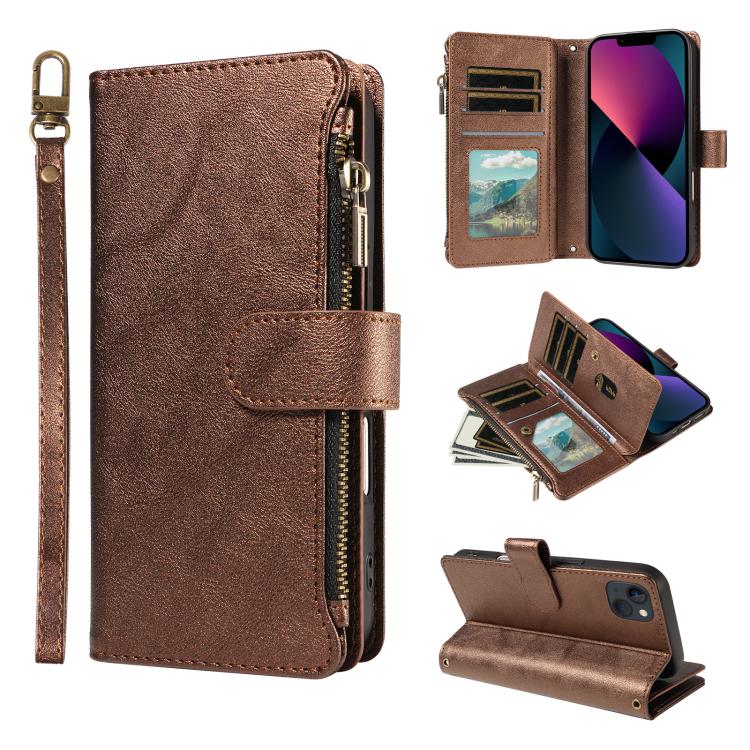 Custodia similpelle con 9 scomparti per carte per iPhone 16e-18 Pro Max