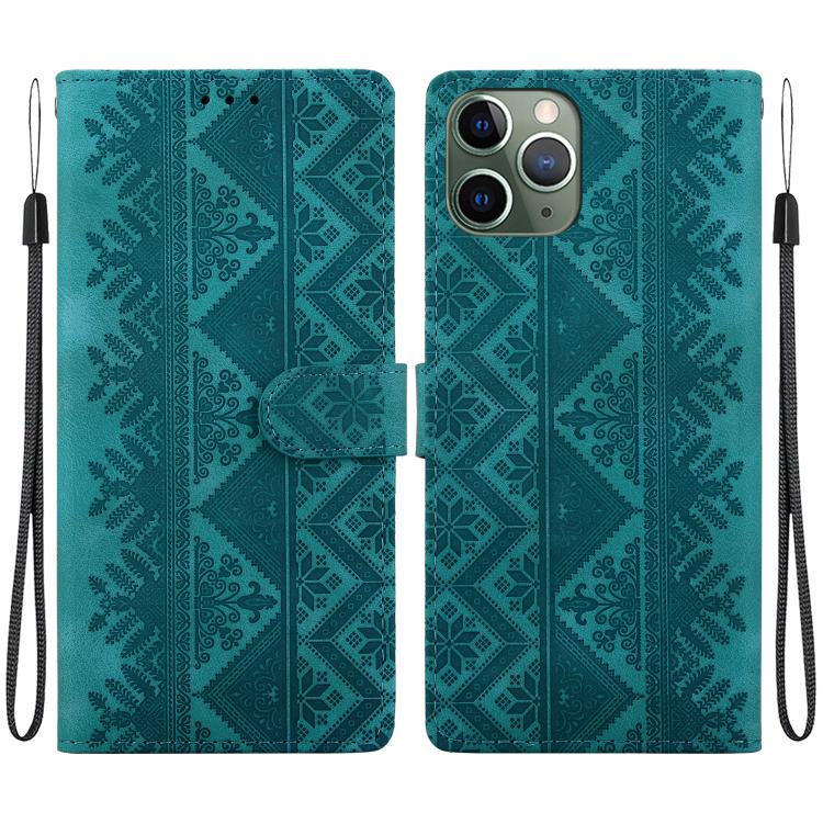 Custodia in ecopelle con motivo etnico per iPhone 11