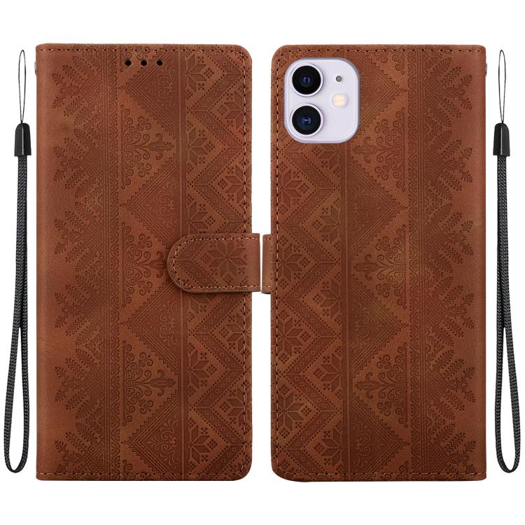 Custodia in ecopelle con motivo etnico per iPhone 11