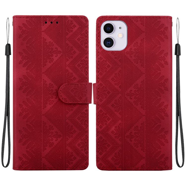 Custodia in ecopelle con motivo etnico per iPhone 11